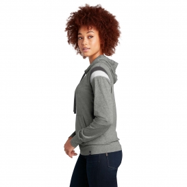 New Era LNEA108 Ladies Heritage Blend Varsity Hoodie - Shadow Grey Heather/Graphite/White