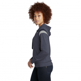 New Era LNEA108 Ladies Heritage Blend Varsity Hoodie - True Navy Heather/True Navy/Rainstorm Grey Heather