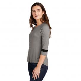 New Era LNEA136 Ladies Tri-Blend 3/4-Sleeve Tee - Shadow Grey/Black Solid