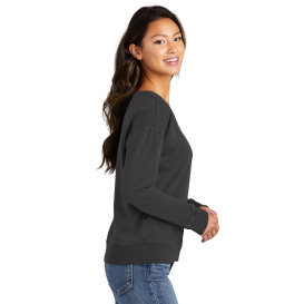 Port & Company LPC098V Ladies Beach Wash Garment-Dyed V-Neck Sweatshirt - Coal