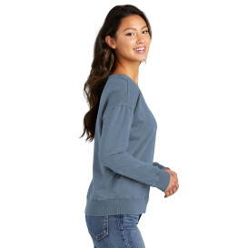 Port & Company LPC098V Ladies Beach Wash Garment-Dyed V-Neck Sweatshirt - Faded Denim
