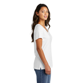 Port & Company LPC099V Ladies Beach Wash Garment-Dyed V-Neck Tee - White