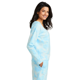 Port & Company LPC140V Ladies Beach Wash Cloud Tie-Dye V-Neck Sweatshirt - Glacier