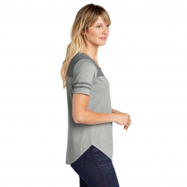 Sport-Tek LST403 Ladies PosiCharge Tri-Blend Wicking Fan Tee - Dark Grey Heather/Light Grey Heather