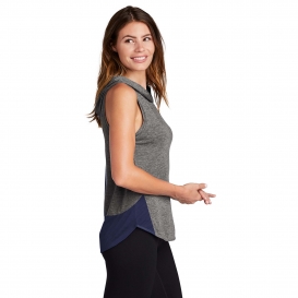 Sport-Tek LST410 Ladies PosiCharge Tri-Blend Wicking Draft Hoodie Tank - True Royal/Dark Grey Heather