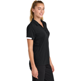 Sport-Tek LST444 Ladies Club Colorblock Polo - Black/White