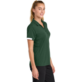 Sport-Tek LST444 Ladies Club Colorblock Polo - Forest Green/White