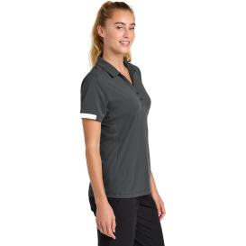Sport-Tek LST444 Ladies Club Colorblock Polo - Iron Gray/White