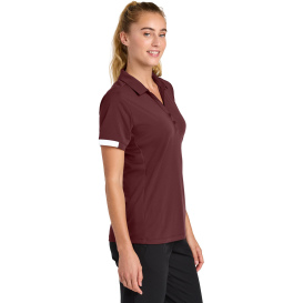 Sport-Tek LST444 Ladies Club Colorblock Polo - Maroon/White