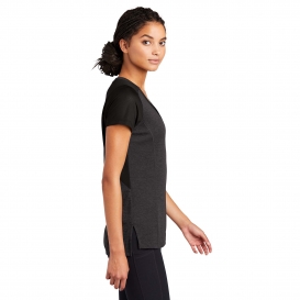 Sport-Tek LST465 Ladies Endeavor Tee - Black Heather/Black