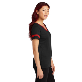 Sport-Tek LST6041 Ladies Halftime Notch Neck Tee - Black/Deep Red