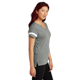 Sport-Tek LST6041 Ladies Halftime Notch Neck Tee - Vintage Heather/White