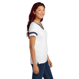 Sport-Tek LST6041 Ladies Halftime Notch Neck Tee - White/True Navy