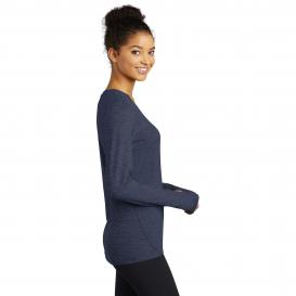 Sport-Tek LST710 Ladies Exchange 1.5 Long Sleeve Crew Tee - Dark Denim Heather