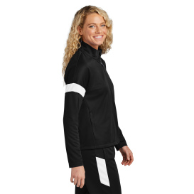 Sport-Tek LST800 Ladies Sport-Wick Fleece Full-Zip Jacket - Black/White
