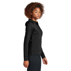 Sport-Tek LST856 Ladies Sport-Wick Stretch 1/2-Zip Hoodie - Black