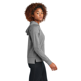 Sport-Tek LST856 Ladies Sport-Wick Stretch 1/2-Zip Hoodie - Charcoal Grey Heather