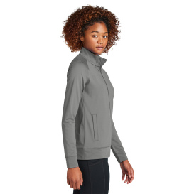 Sport-Tek LST857 Ladies Sport-Wick Stretch Full-Zip Cadet Jacket - Charcoal Grey