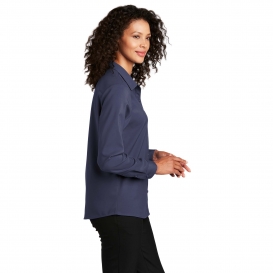 Port Authority LW401 Ladies Long Sleeve Performance Staff Shirt - True Navy