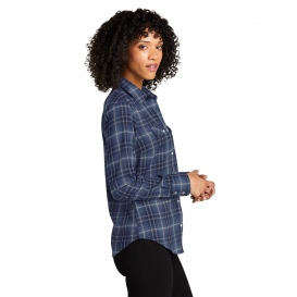 Port Authority LW672 Ladies Long Sleeve Ombre Plaid Shirt - True Navy