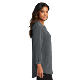 Port Authority LW713 Ladies 3/4-Sleeve Textured Crepe Tunic - Graphite