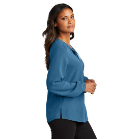 Port Authority LW714 Ladies Textured Crepe Tunic - Aegean Blue
