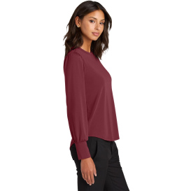 Mercer+Mettle MM1019 Ladies Stretch Jersey Long Sleeve Blouson Top - Rosewood