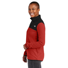 The North Face NF0A7V4M Ladies Glacier 1/4-Zip Fleece - Rage Red/TNF Black