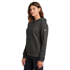 Nike NKFD9889 Ladies Club Fleece Sleeve Swoosh Pullover Hoodie - Anthracite