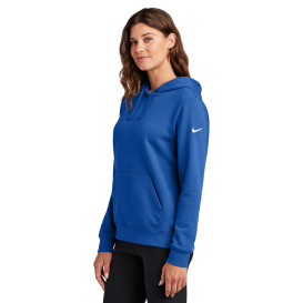 Nike NKFD9889 Ladies Club Fleece Sleeve Swoosh Pullover Hoodie - Game Royal