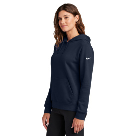 Nike NKFD9889 Ladies Club Fleece Sleeve Swoosh Pullover Hoodie - Midnight Navy
