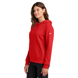 Nike NKFD9889 Ladies Club Fleece Sleeve Swoosh Pullover Hoodie - University Red
