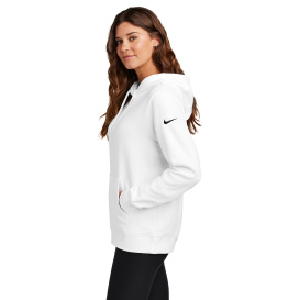 Nike NKFD9889 Ladies Club Fleece Sleeve Swoosh Pullover Hoodie - White