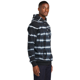 Port & Company PC143 Allover Stripe Tie-Dye Fleece - Black/White