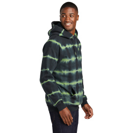 Port & Company PC143 Allover Stripe Tie-Dye Fleece - Green Tea/Black