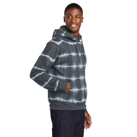 Port & Company PC143 Allover Stripe Tie-Dye Fleece - Graphite/Light Grey