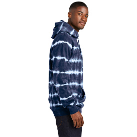 Port & Company PC143 Allover Stripe Tie-Dye Fleece - True Navy/White