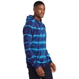 Port & Company PC143 Allover Stripe Tie-Dye Fleece - Turquoise/Team Navy