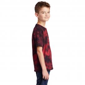 Port & Company PC145Y Youth Crystal Tie-Dye Tee - Black/Red