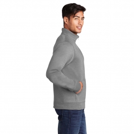 Port & Company PC78FZ Core Fleece Cadet Full-Zip Sweatshirt - Athletic Heather