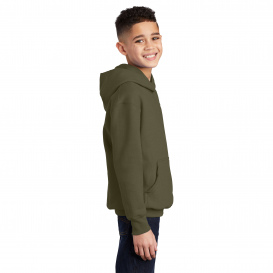 Port & Company PC78YH Youth Core Fleece Pullover Hooded Sweatshirt - Olive Drab Green