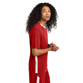 Sport-Tek ST101 Competitor United V-Neck - Deep Red/White