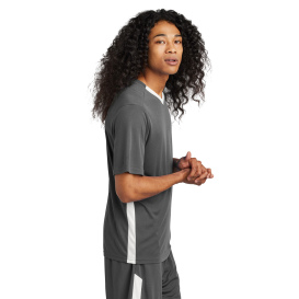 Sport-Tek ST101 Competitor United V-Neck - Iron Grey/White
