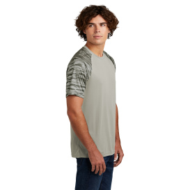 Sport-Tek ST376 Drift Camo Colorblock Tee - Silver