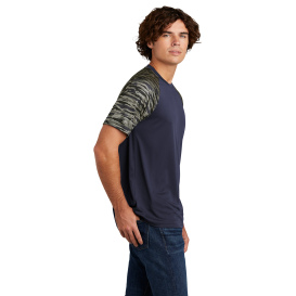 Sport-Tek ST376 Drift Camo Colorblock Tee - True Navy