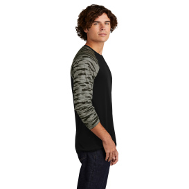 Sport-Tek ST376LS Drift Camo Colorblock Long Sleeve Tee - Black