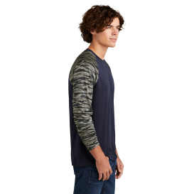 Sport-Tek ST376LS Drift Camo Colorblock Long Sleeve Tee - True Navy