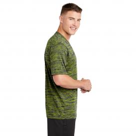 Sport-Tek ST390 PosiCharge Electric Heather Tee - Lime Shock/True Navy Electric