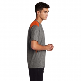 Sport-Tek ST410 PosiCharge Tri-Blend Wicking Draft Tee - Deep Orange/Dark Grey Heather