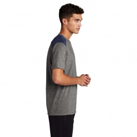 Sport-Tek ST410 PosiCharge Tri-Blend Wicking Draft Tee - True Navy/Dark Grey Heather